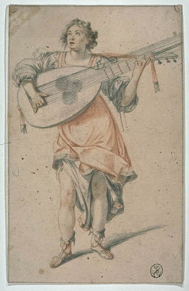 Woman lutenist charcoal